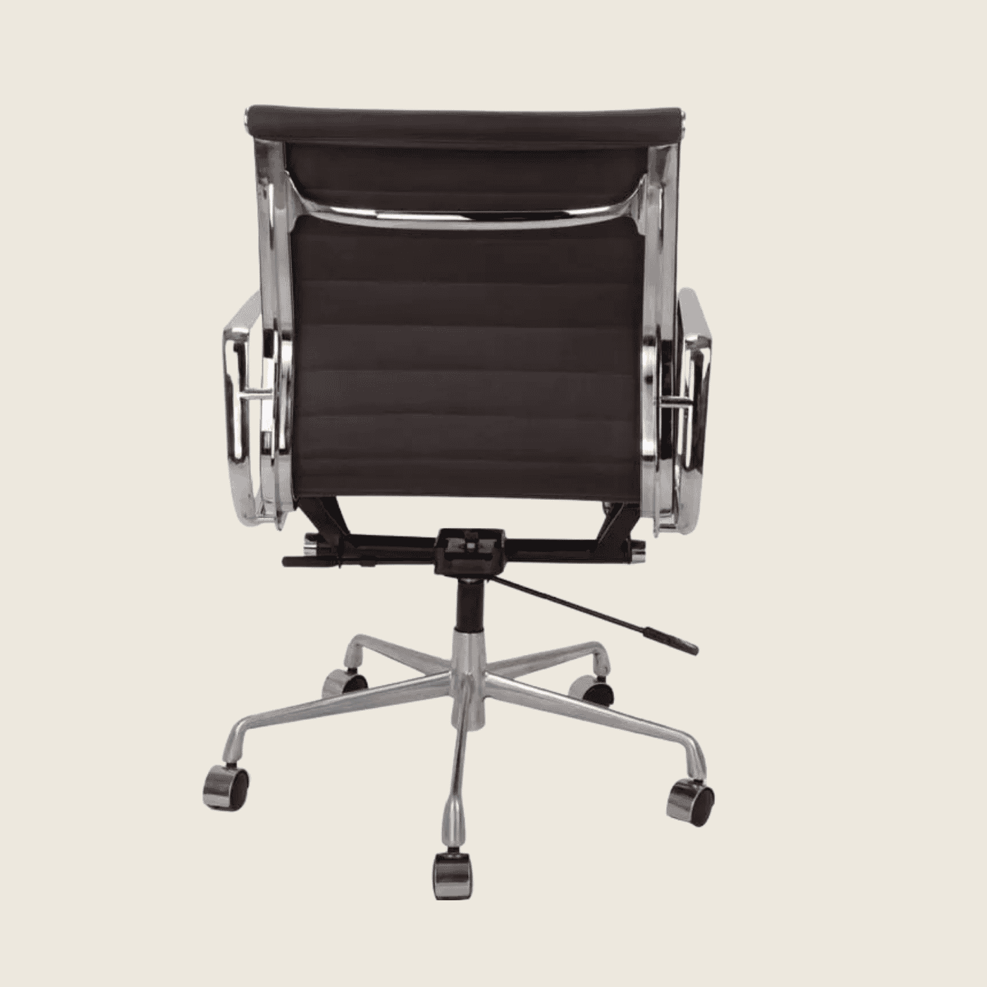 BROWN — EA117 Low Back Thin Pad Ribbed Office Chair, close-up detail of the ribbed upholstery
