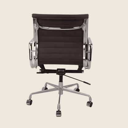 BROWN — EA117 Low Back Thin Pad Ribbed Office Chair, close-up detail of the ribbed upholstery