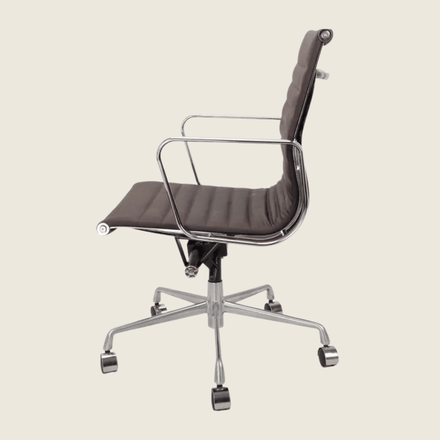 Eames Style EA117 – Low Back Thin Pad – Ribbed – Office Chair – Brown, additional angle