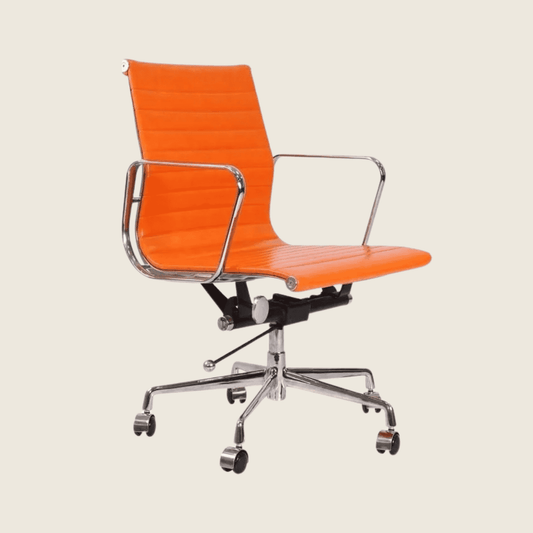 ORANGE — EA117 Low Back Thin Pad Ribbed Office Chair, front three-quarter view
