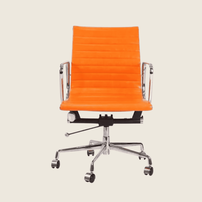 ORANGE — EA117 Low Back Thin Pad Ribbed Office Chair, side profile view
