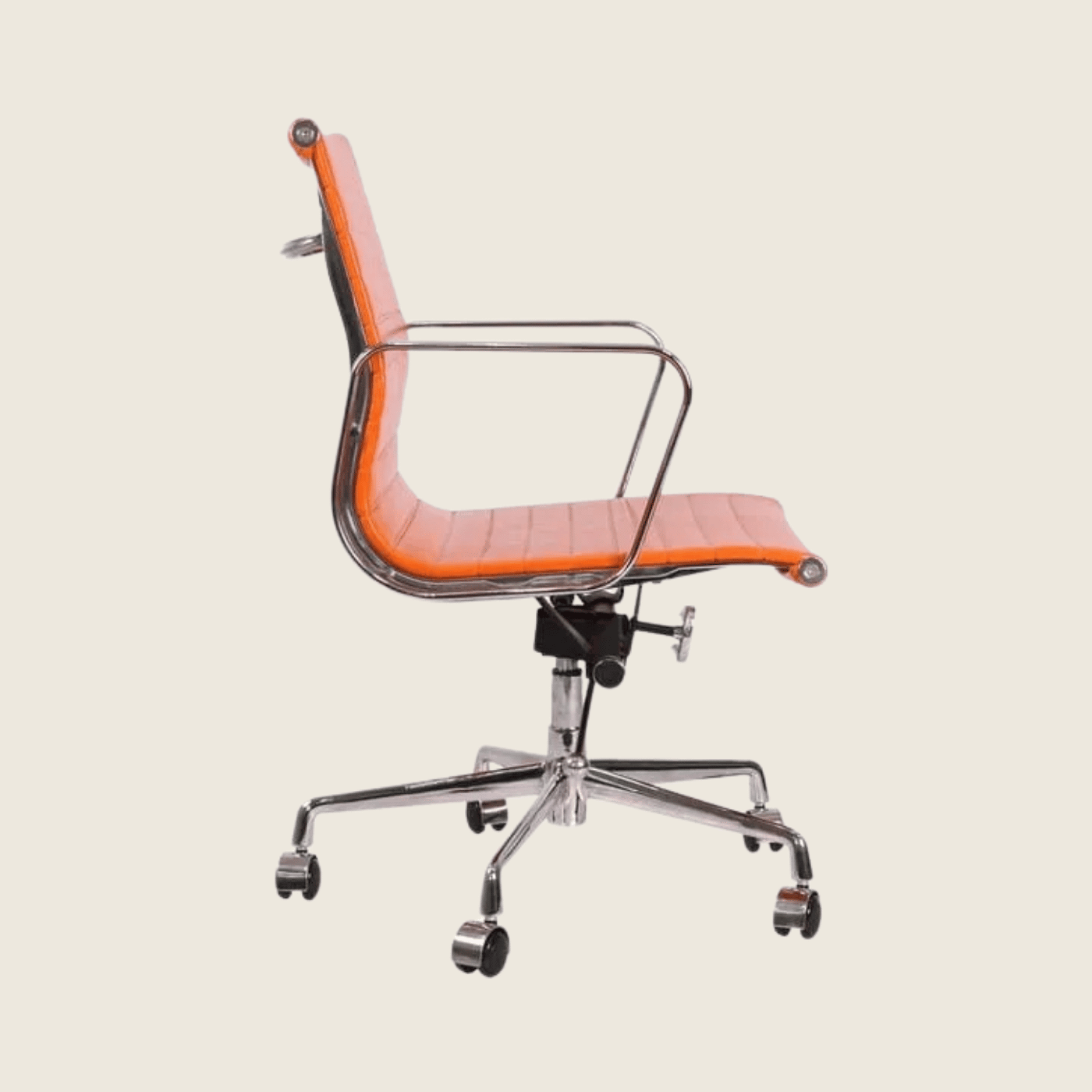 ORANGE — EA117 Low Back Thin Pad Ribbed Office Chair, rear three-quarter view