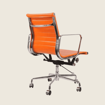 ORANGE — EA117 Low Back Thin Pad Ribbed Office Chair, close-up detail of the ribbed upholstery