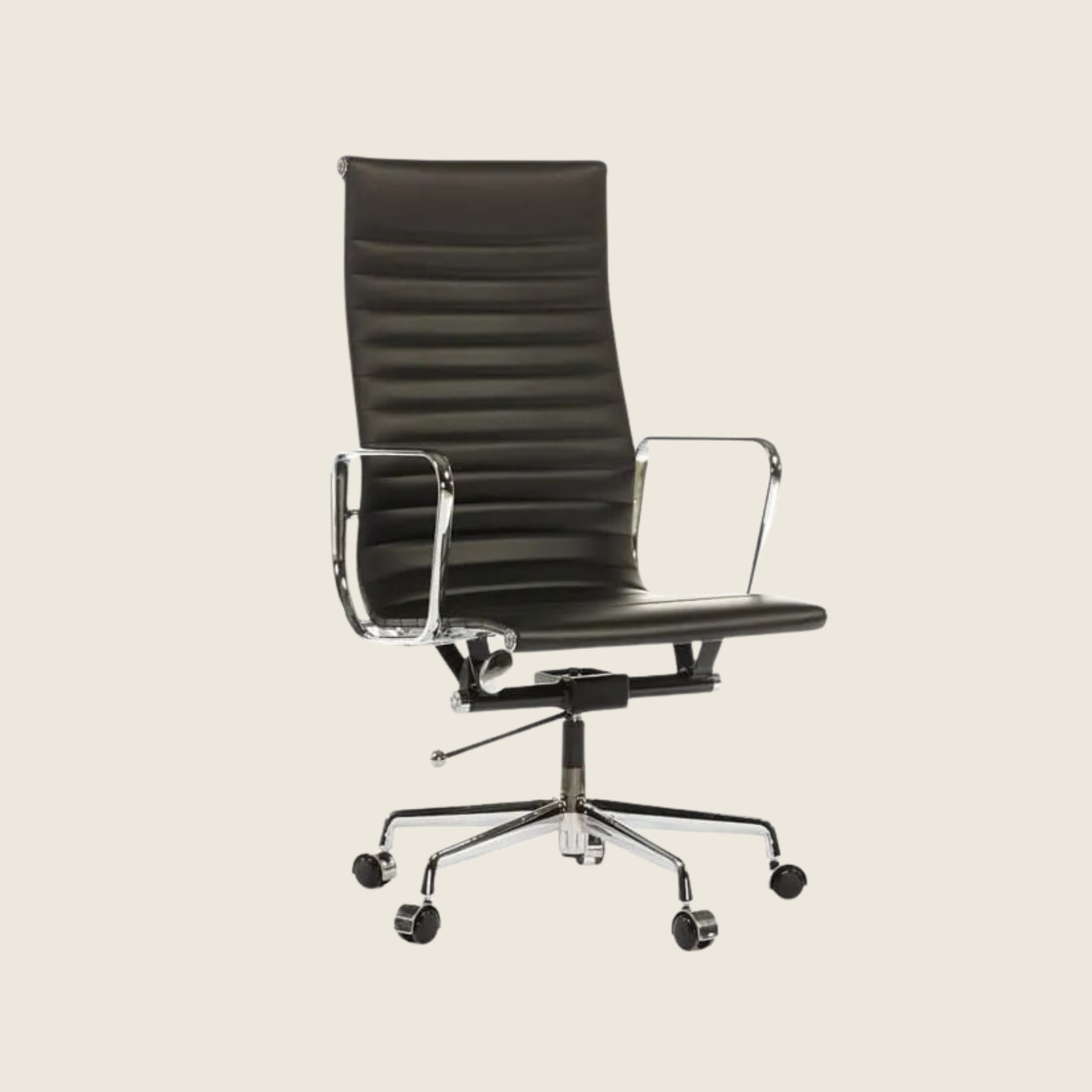 BLACK — EA119 Thin Pad High Back Leather Executive Chair, front three-quarter view
