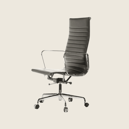 BLACK — EA119 Thin Pad High Back Leather Executive Chair, rear three-quarter view