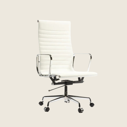 IVORY WHITE — EA119 Thin Pad High Back Leather Executive Chair, front three-quarter view