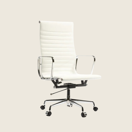 IVORY WHITE — EA119 Thin Pad High Back Leather Executive Chair, front three-quarter view