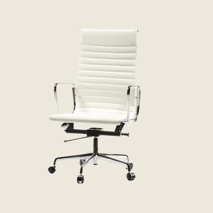 IVORY WHITE — EA119 Thin Pad High Back Leather Executive Chair, side profile view