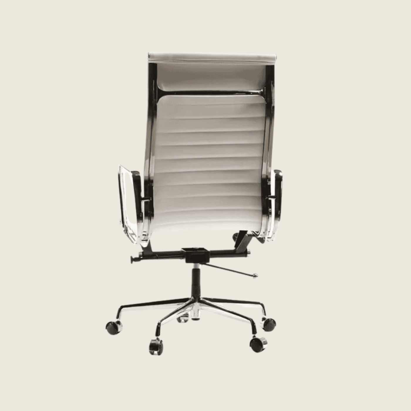 IVORY WHITE — EA119 Thin Pad High Back Leather Executive Chair, rear three-quarter view