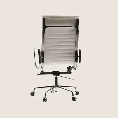 IVORY WHITE — EA119 Thin Pad High Back Leather Executive Chair, rear three-quarter view