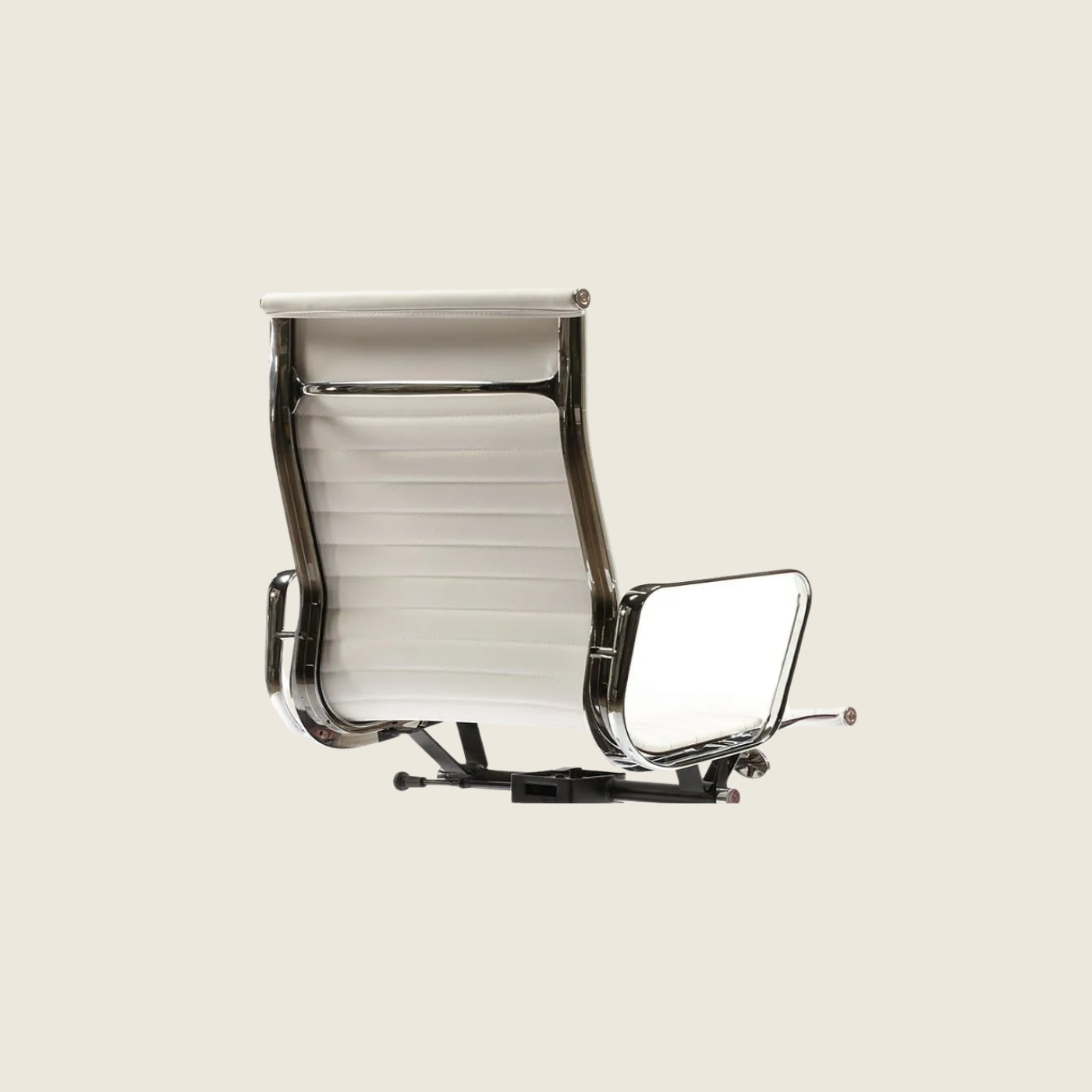 IVORY WHITE — EA119 Thin Pad High Back Leather Executive Chair, close-up detail of the upholstery and frame