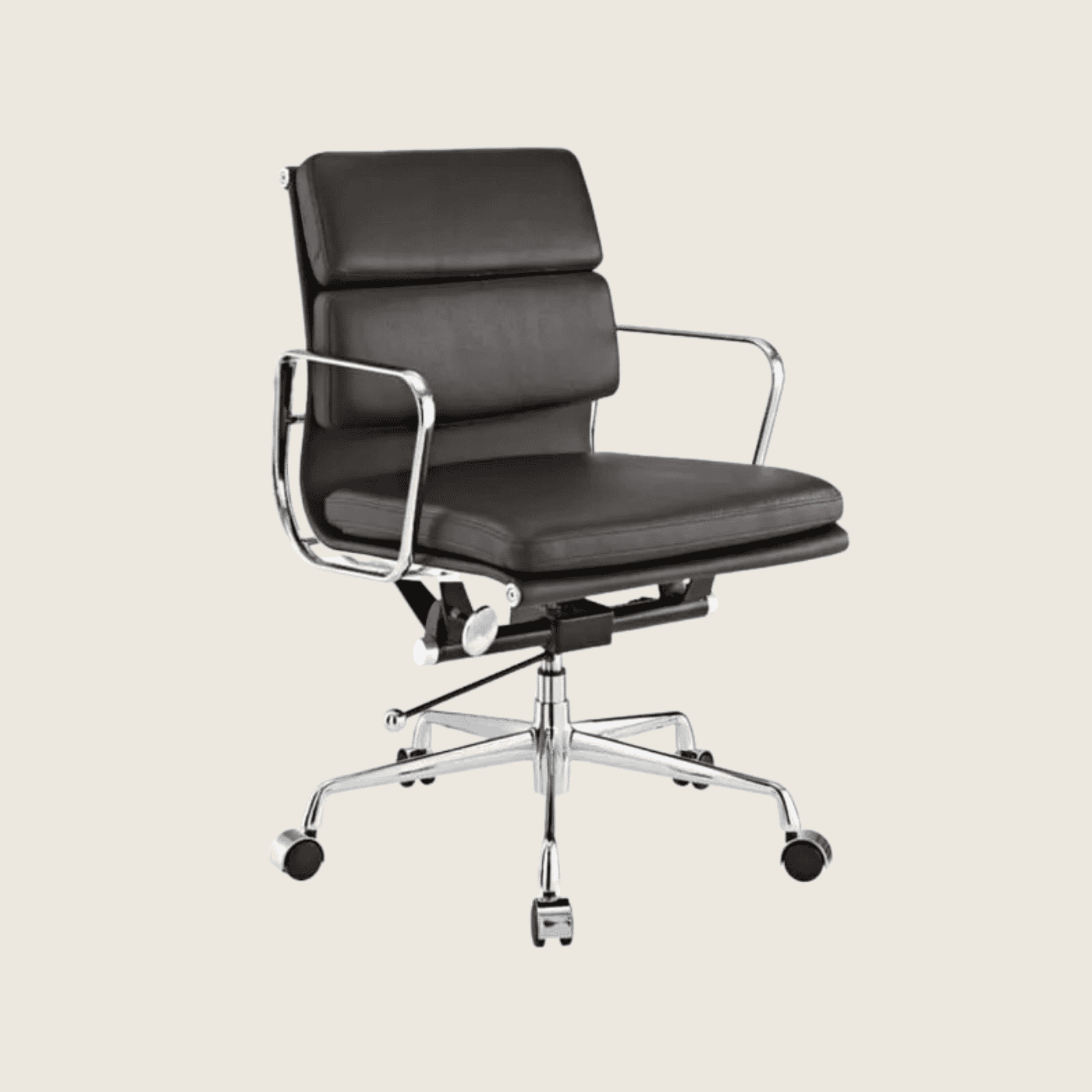 BROWN CHOCKLATE — EA217 Soft Pad Leather Office Chair, front three-quarter view