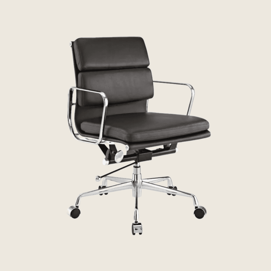 BROWN CHOCKLATE — EA217 Soft Pad Leather Office Chair, front three-quarter view