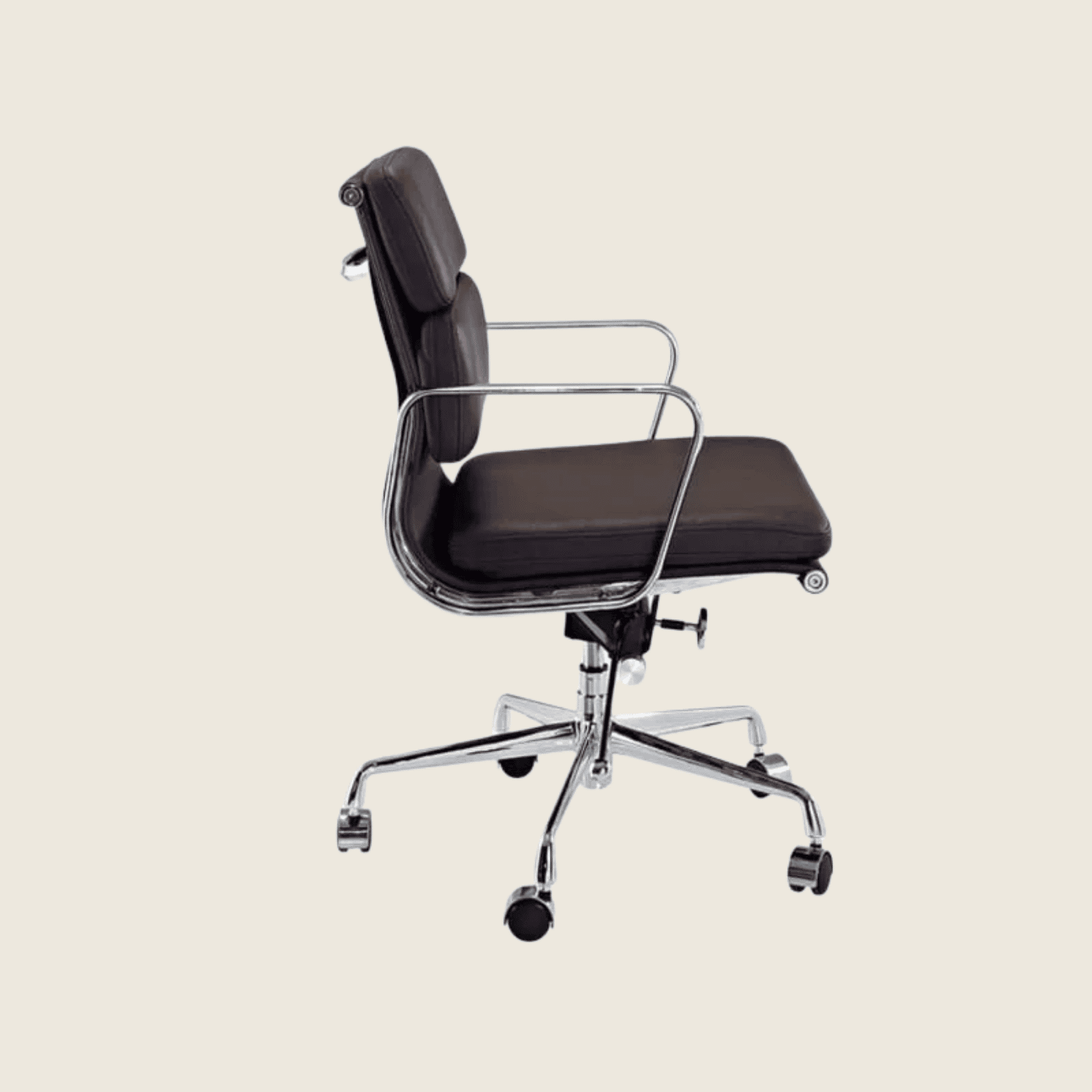 BROWN CHOCKLATE — EA217 Soft Pad Leather Office Chair, side profile view