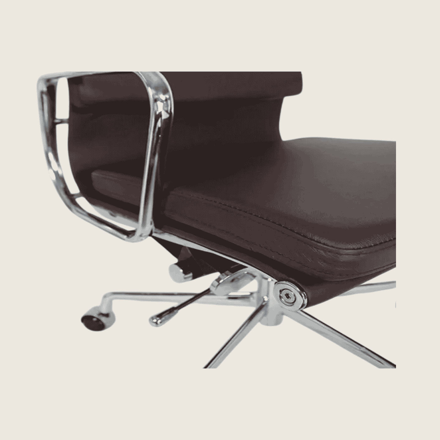 BROWN CHOCKLATE — EA217 Soft Pad Leather Office Chair, close-up detail of the upholstery and frame