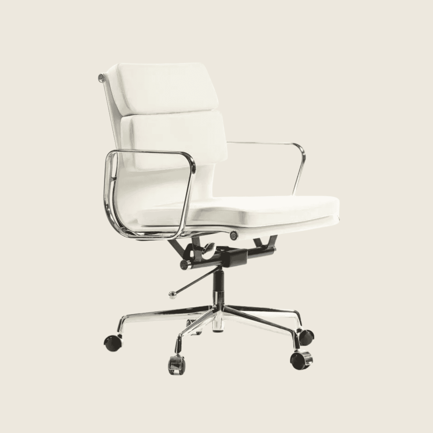 WHITE — EA217 Soft Pad Leather Office Chair, front three-quarter view