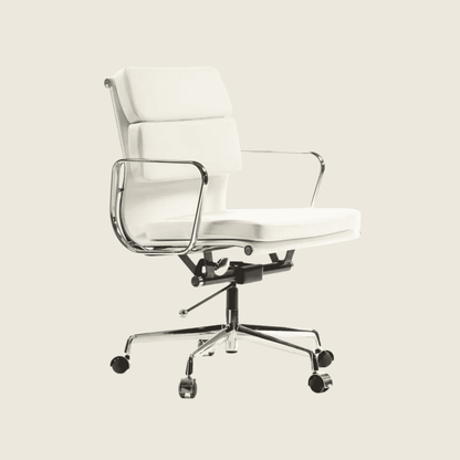 WHITE — EA217 Soft Pad Leather Office Chair, front three-quarter view