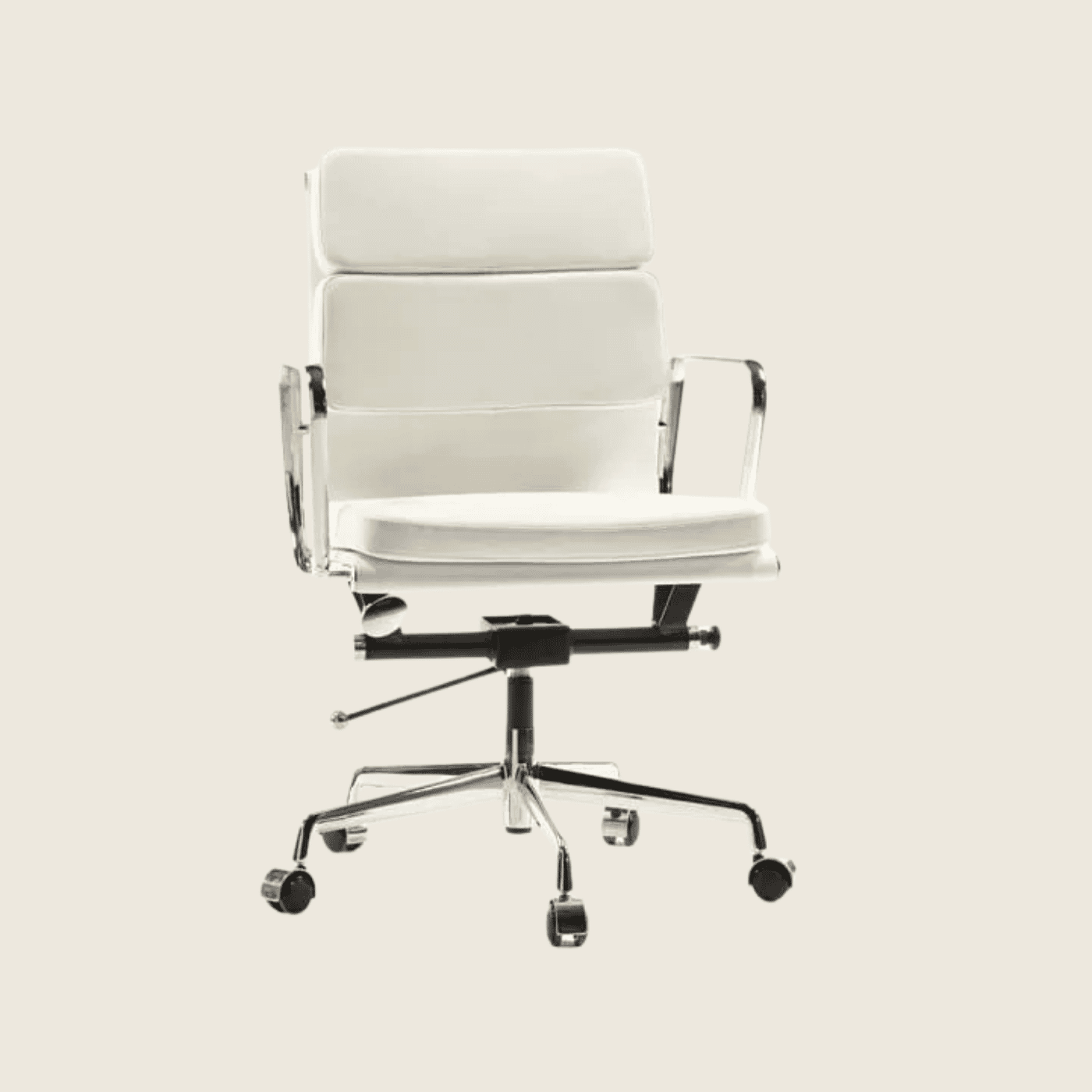 WHITE — EA217 Soft Pad Leather Office Chair, side profile view
