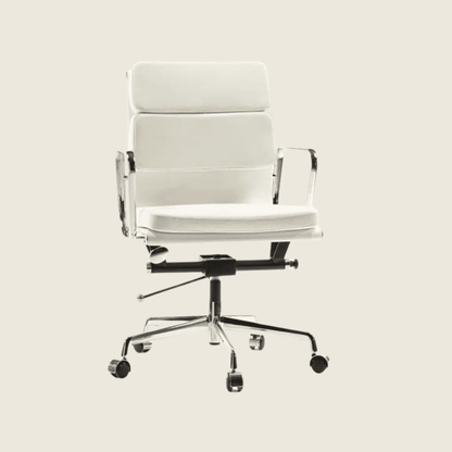 WHITE — EA217 Soft Pad Leather Office Chair, side profile view