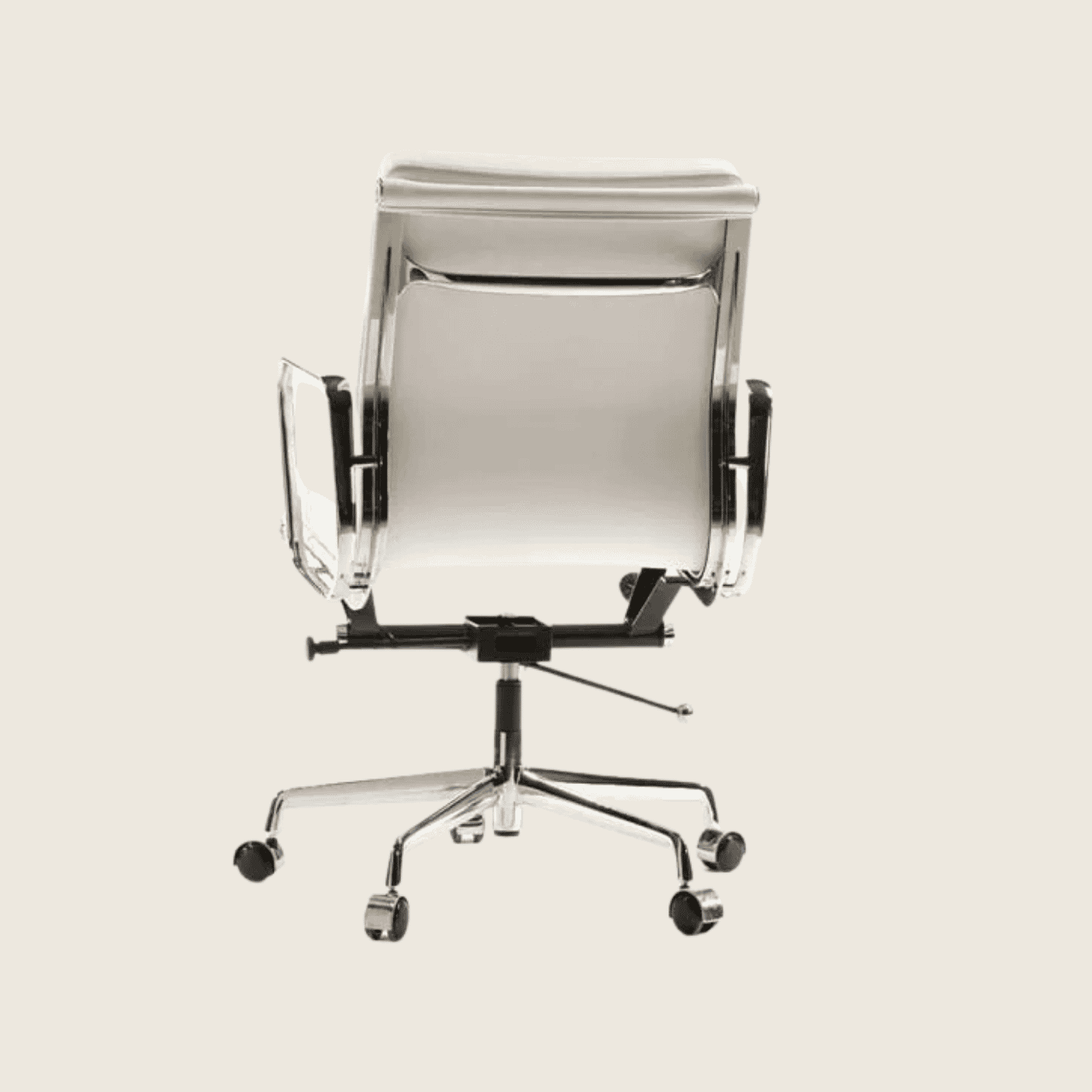 WHITE — EA217 Soft Pad Leather Office Chair, rear three-quarter view