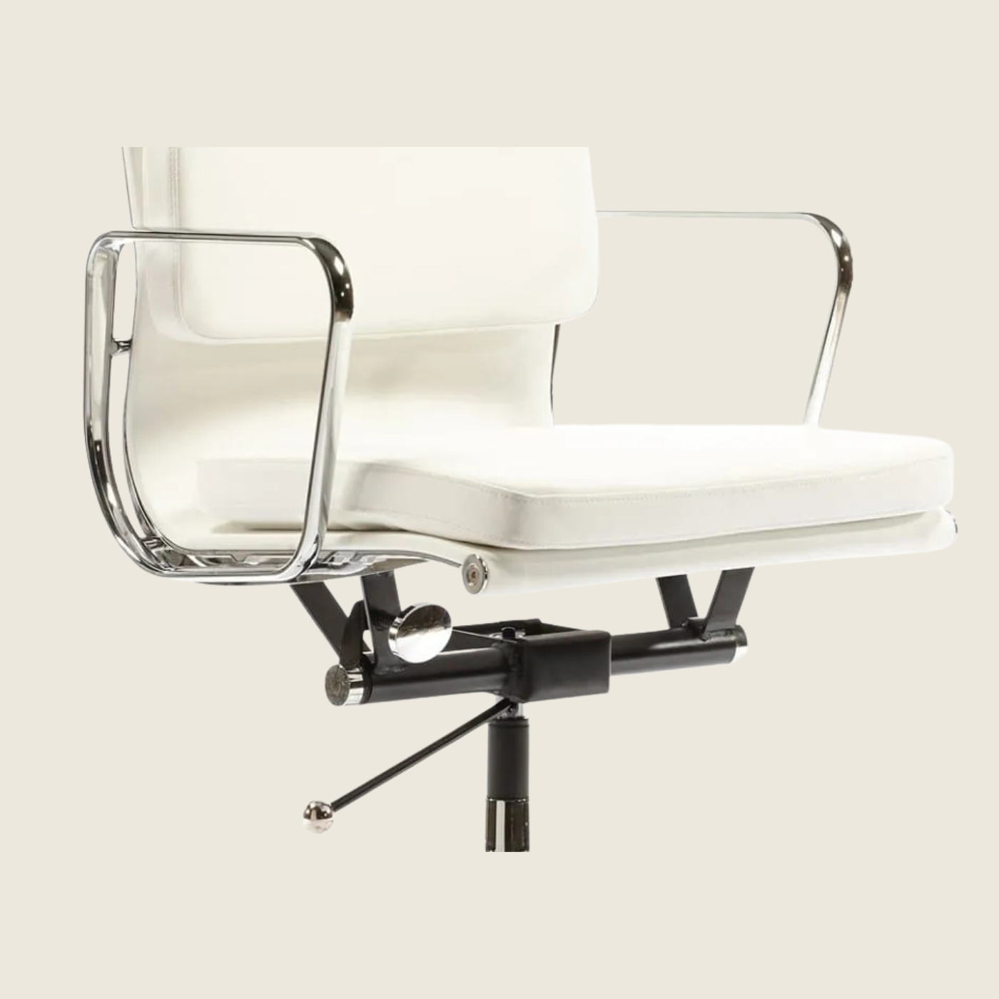 WHITE — EA217 Soft Pad Leather Office Chair, close-up detail of the upholstery and frame