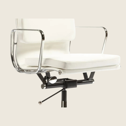 WHITE — EA217 Soft Pad Leather Office Chair, close-up detail of the upholstery and frame