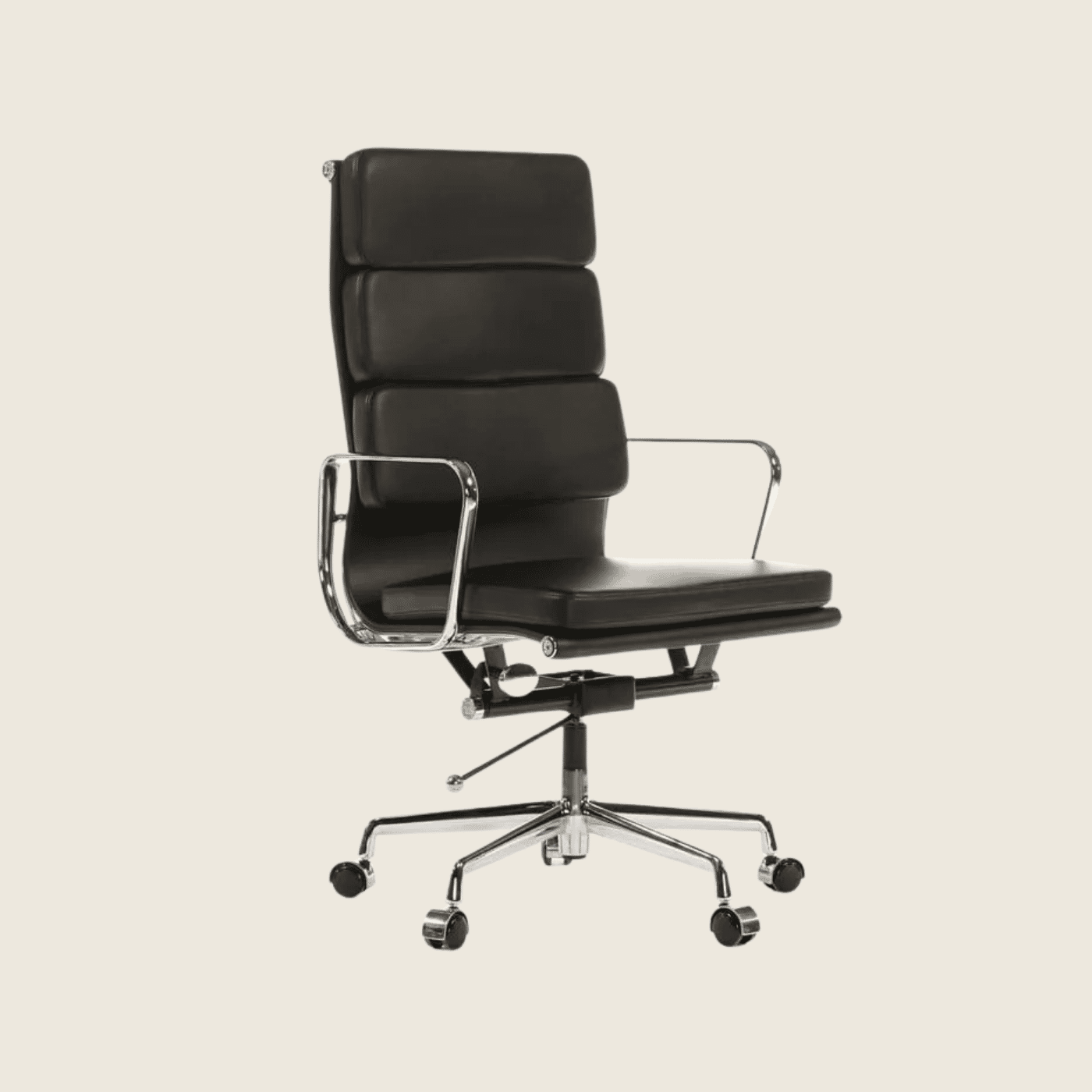 BLACK — EA219 Soft Pad Leather Executive Chair, front three-quarter view