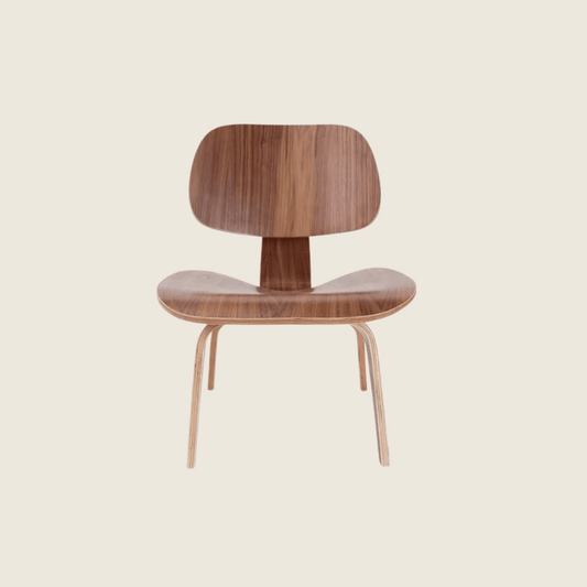 Eames Style LCW Moulded Plywood Chair – Walnut, front three-quarter view