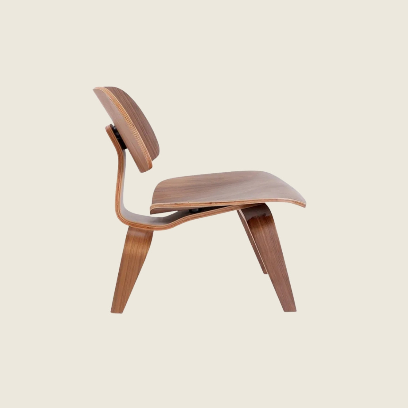 Eames Style LCW Moulded Plywood Chair – Walnut, rear three-quarter view