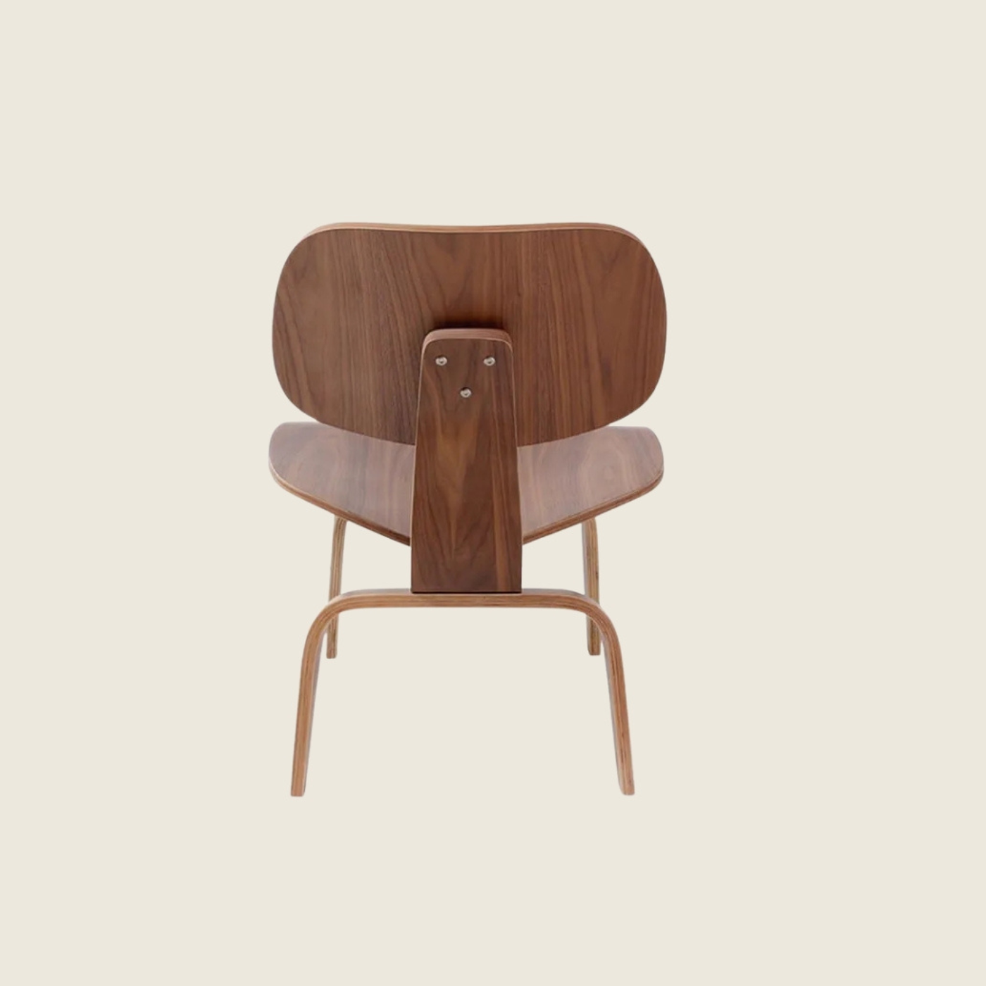 Eames Style LCW Moulded Plywood Chair – Walnut, close-up detail of the upholstery and frame