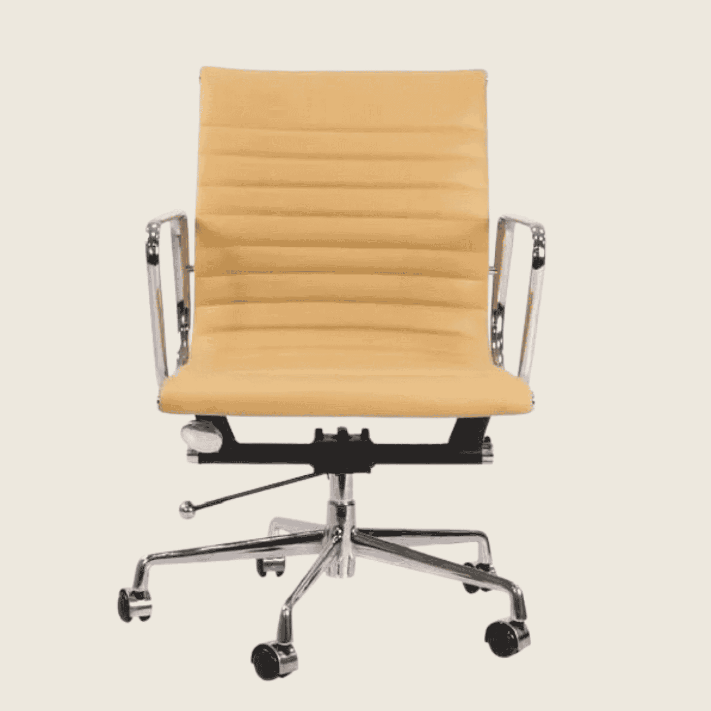 BEIGE — EA117 Low Back Thin Pad Ribbed Office Chair, side profile view
