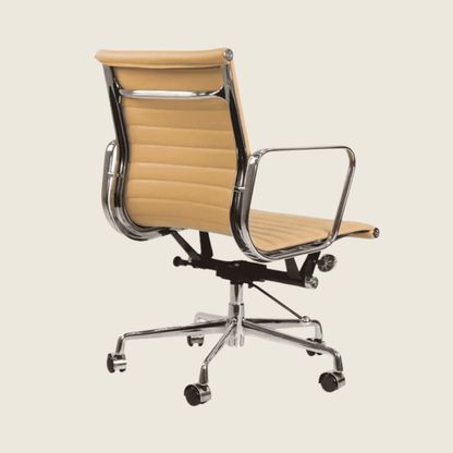 BEIGE — EA117 Low Back Thin Pad Ribbed Office Chair, close-up detail of the ribbed upholstery