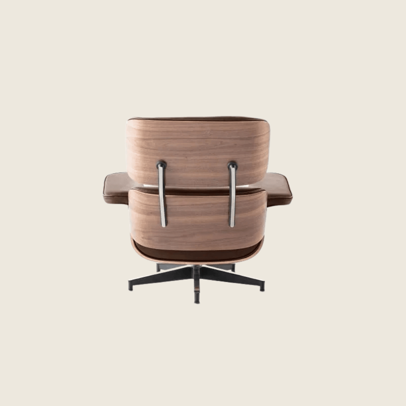 TAN BROWN — Walnut Lounge Chair & Ottoman, three-quarter angled view of the chair