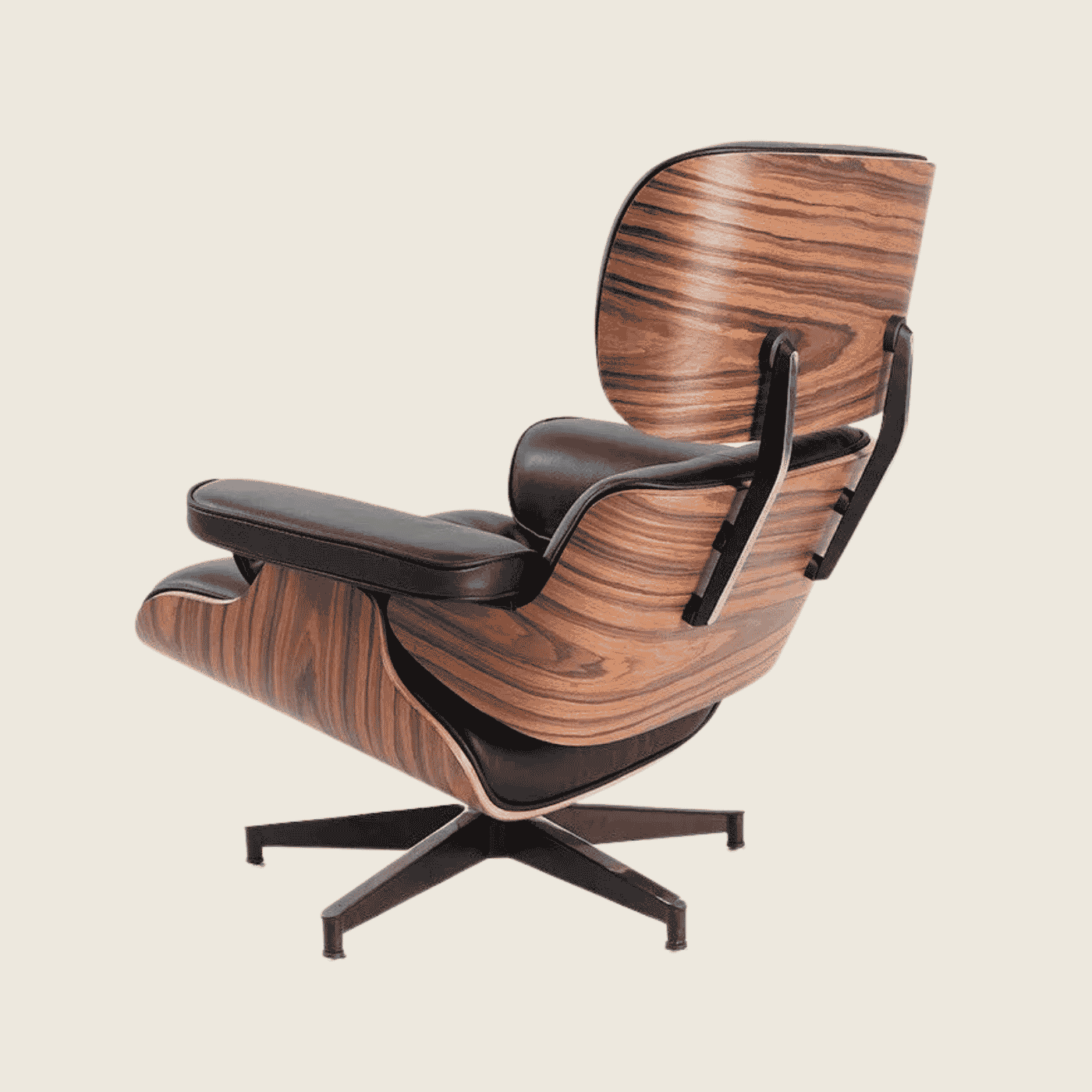 BLACK / Black — Rosewood Lounge Chair & Ottoman, three-quarter angled view of the chair