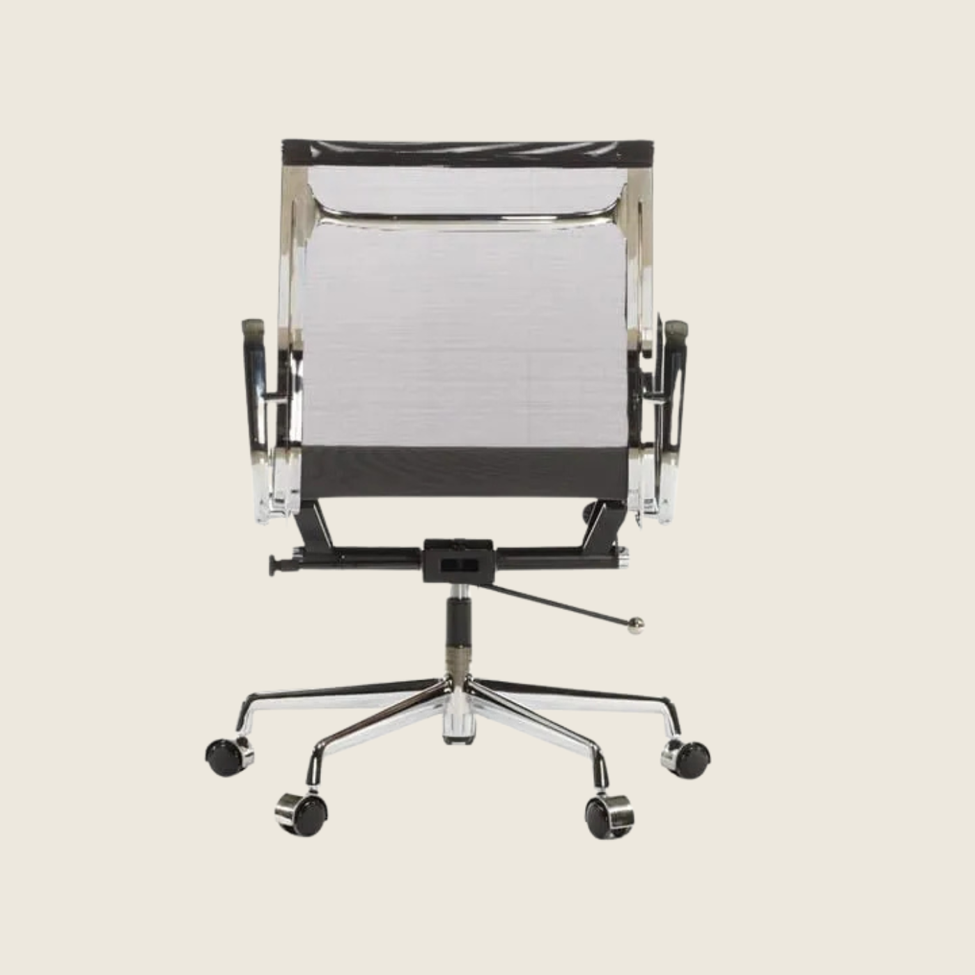 BLACK — EA117 Low Back Mesh Office Chair, close-up detail of the mesh and frame