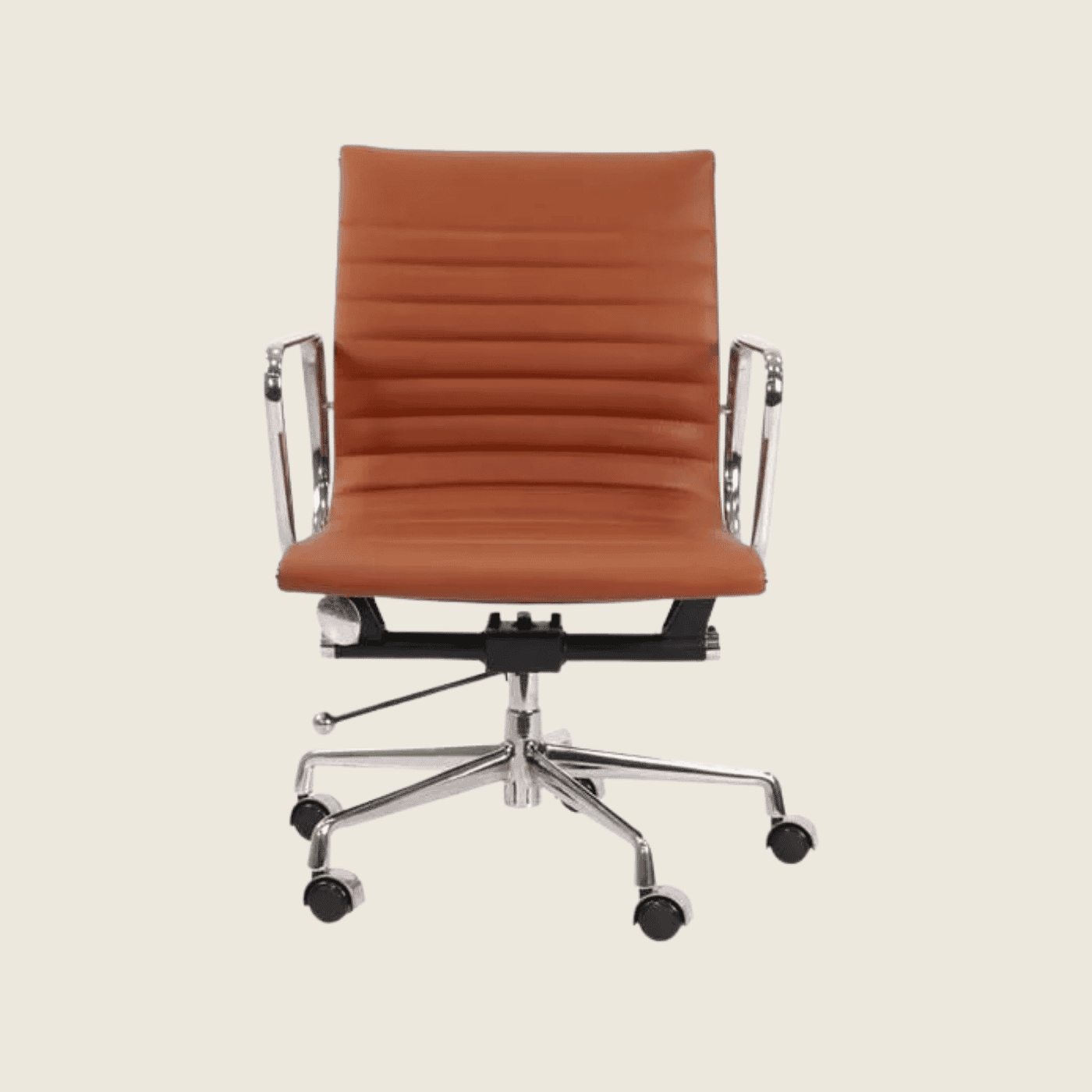 TAN BROWN — EA117 Low Back Thin Pad Ribbed Office Chair, side profile view
