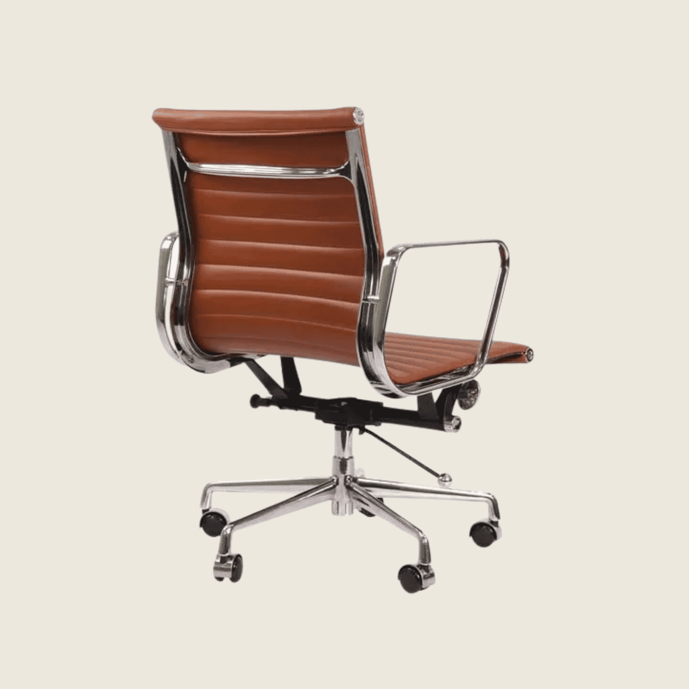 TAN BROWN — EA117 Low Back Thin Pad Ribbed Office Chair, rear three-quarter view