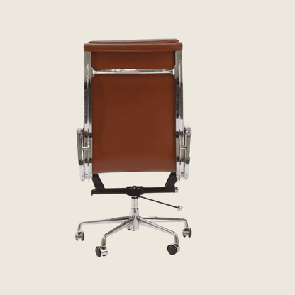 TAN BROWN — EA219 Soft Pad Leather Executive Chair, close-up detail of the upholstery and frame