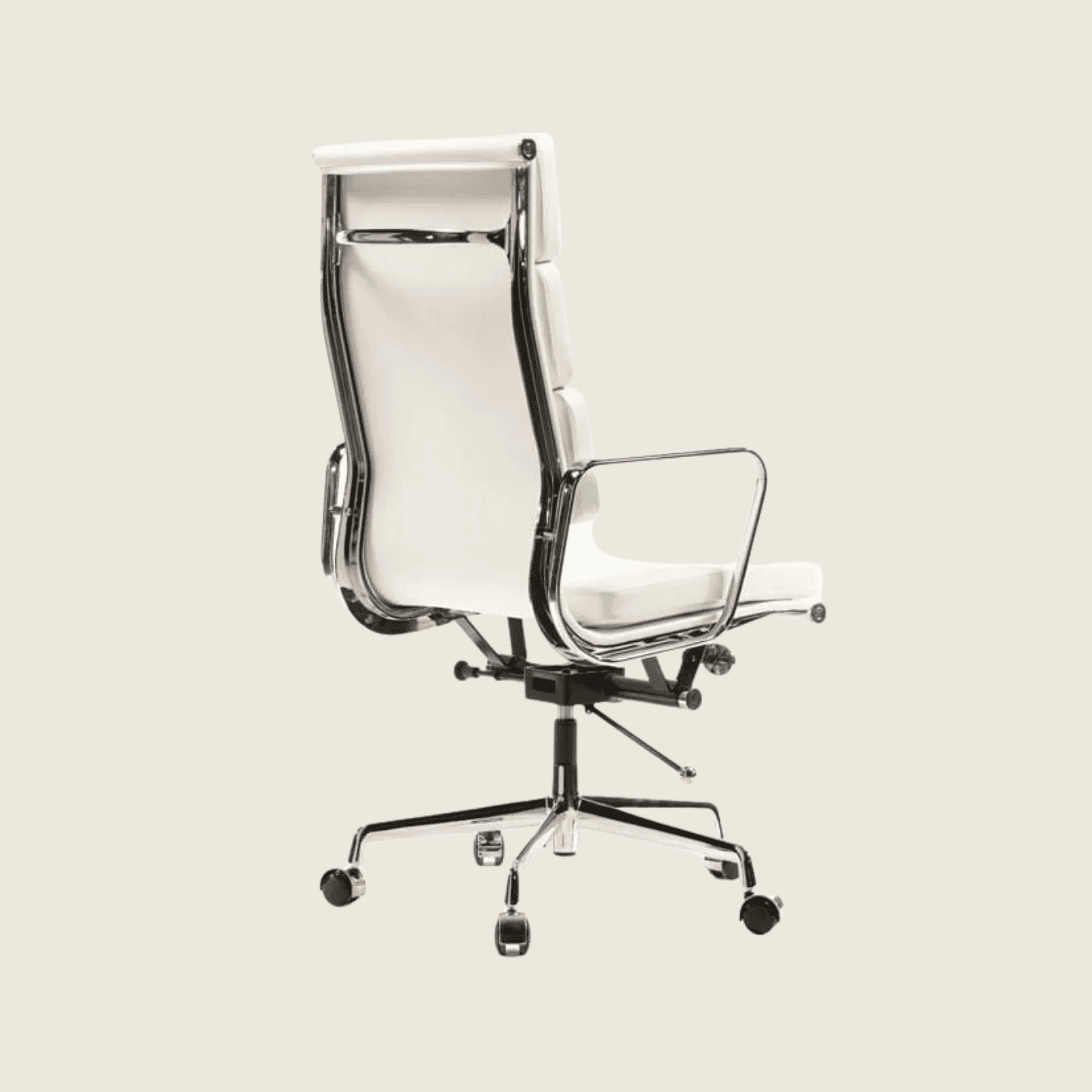 WHITE — EA219 Soft Pad Leather Executive Chair, close-up detail of the upholstery and frame