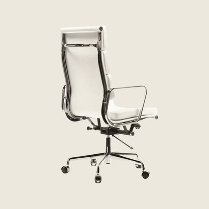 WHITE — EA219 Soft Pad Leather Executive Chair, close-up detail of the upholstery and frame