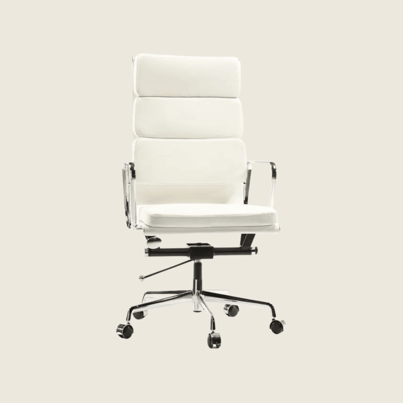WHITE — EA219 Soft Pad Leather Executive Chair, side profile view