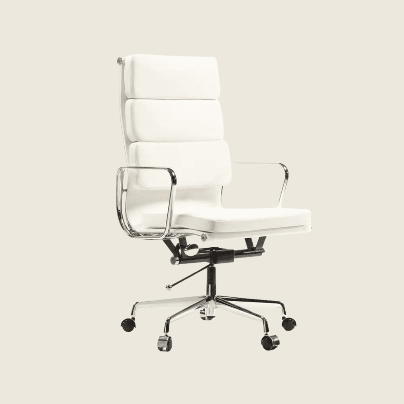 WHITE — EA219 Soft Pad Leather Executive Chair, front three-quarter view