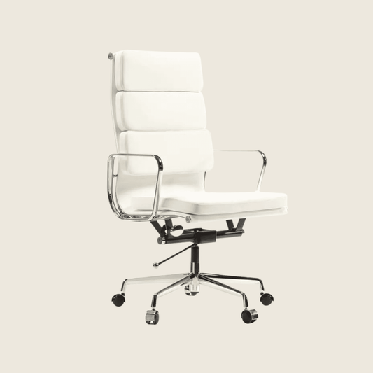 WHITE — EA219 Soft Pad Leather Executive Chair, front three-quarter view