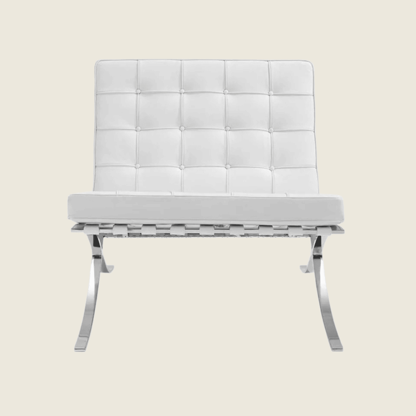 White — Barcelona Pavilion Style Lounge Chair, front three-quarter view
