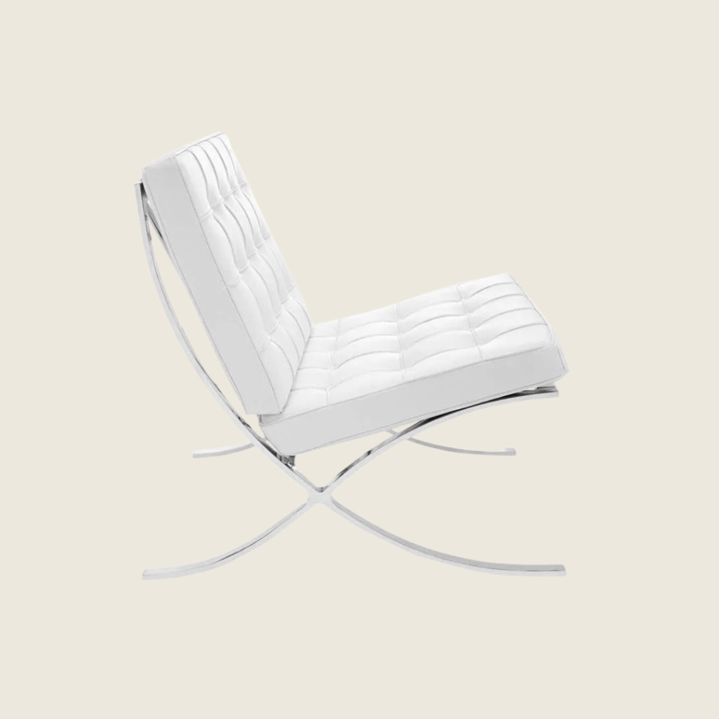 White — Barcelona Pavilion Style Lounge Chair, rear three-quarter view