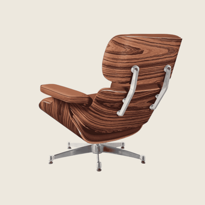 TAN BROWN / Chrome — Rosewood Lounge Chair & Ottoman, additional angle