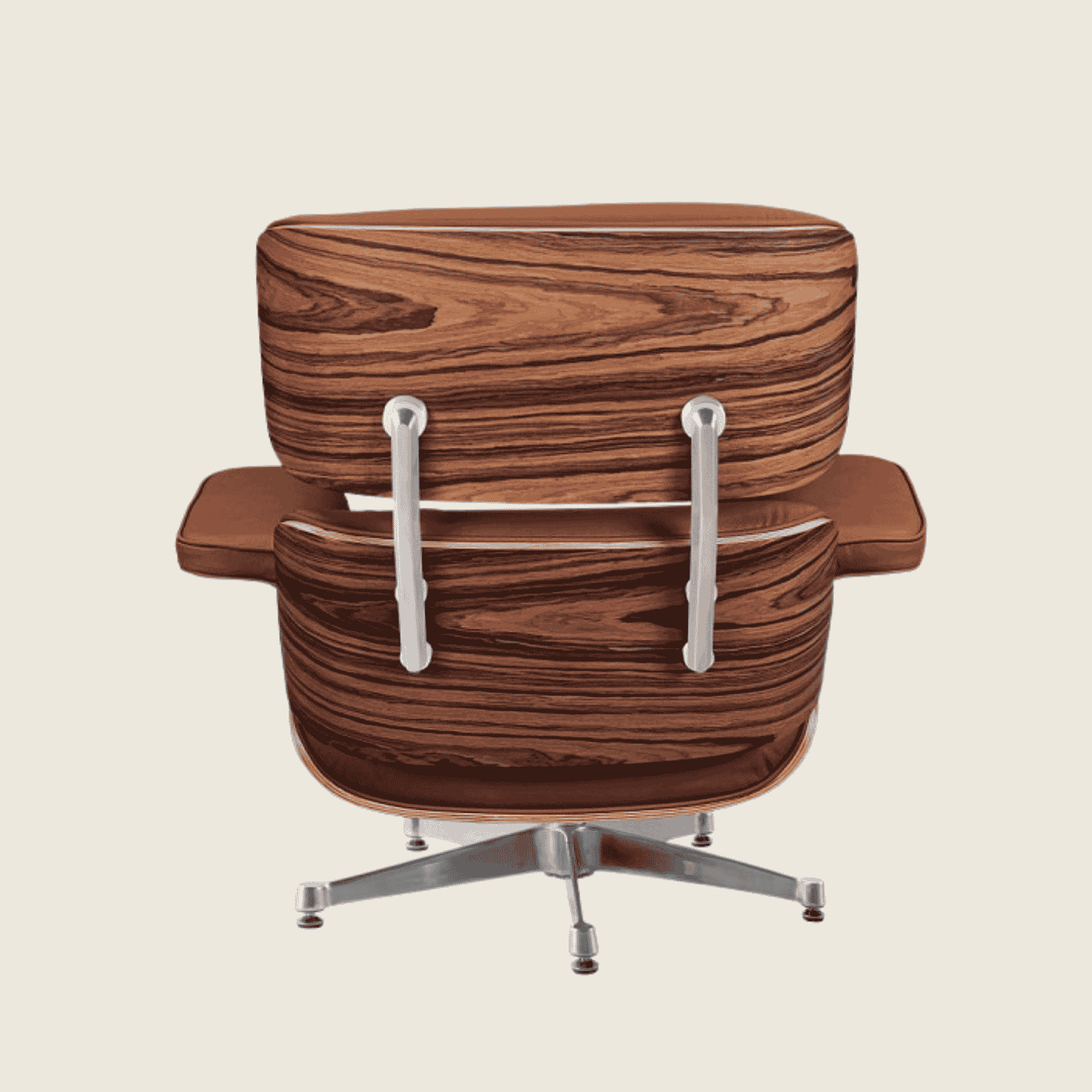 TAN BROWN / Chrome — Rosewood Lounge Chair & Ottoman, three-quarter angled view of the ottoman