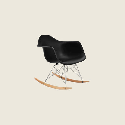 Mid-Century Modern Eames RAR Rocking Armchair – Black, front three-quarter view