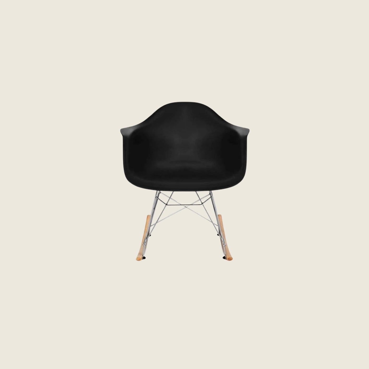 Mid-Century Modern Eames RAR Rocking Armchair – Black, rear three-quarter view
