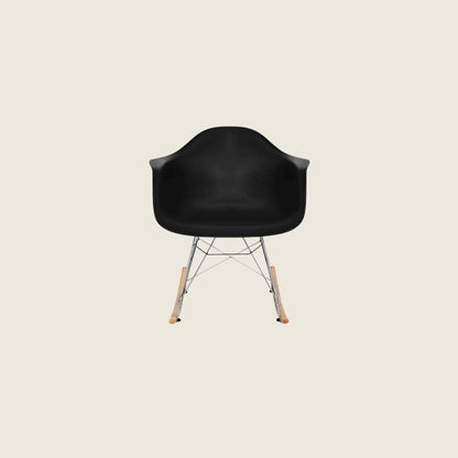 Mid-Century Modern Eames RAR Rocking Armchair – Black, rear three-quarter view